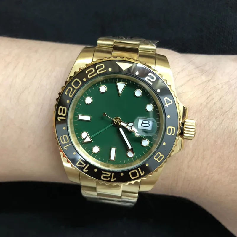 Nuevo Estilo Ro Automatico 2813 Movimiento SUB Reloj Para Hombre Esfera Verde Banda De Oro De 18 K Reloj Masculino Monor Hemmo258w 7 577 DHgate