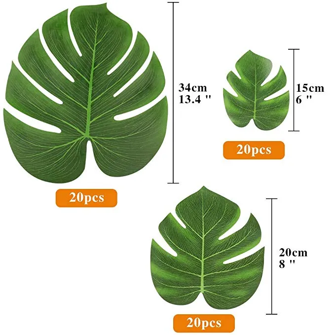 Amosfun 20 Pçs 5 Simulação De Festa Planta Escura Selva De Tartaruga  Tropical Para Folhas Monstera Falso Tema De Palma Decorações Luau Planta  Folha Plantas Escritório Casa Havaí