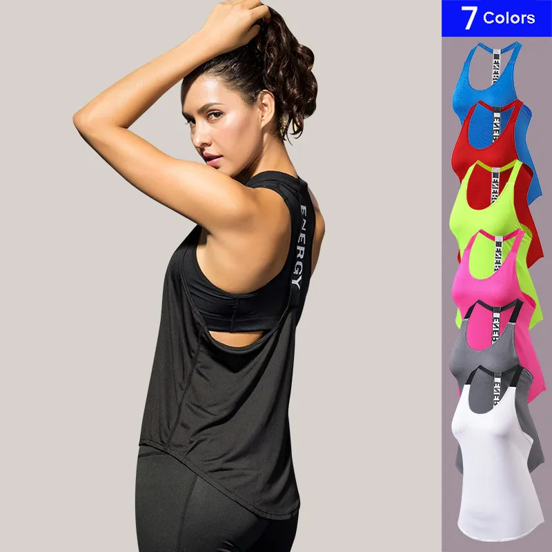 Tania Cena Sport Running Yoga Athletic Womens Sexy Open Back Yoga Topy Workout Ubrania Racerback Tank Top Kamizelka 7Colours