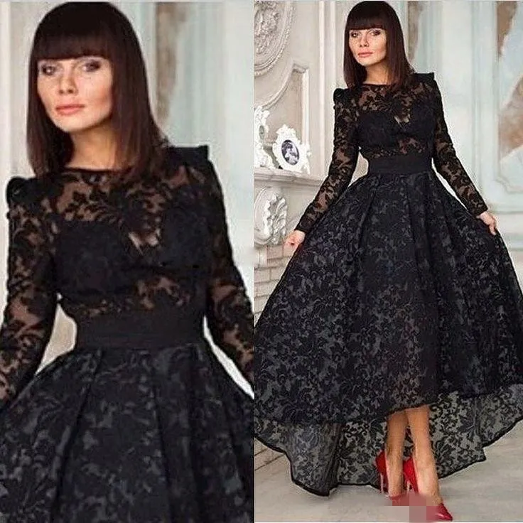 Chérie Voir À Travers La Broderie Dentelle Robe De Soirée Formelle Noir
