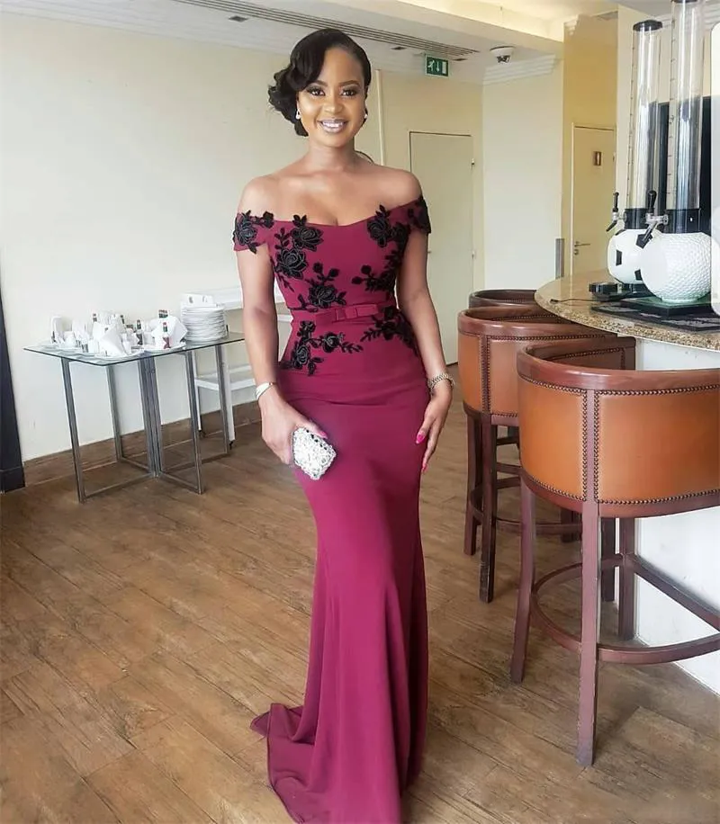 Dark Color Mermaid Bridesmaid Gowns For Wedding South African Back