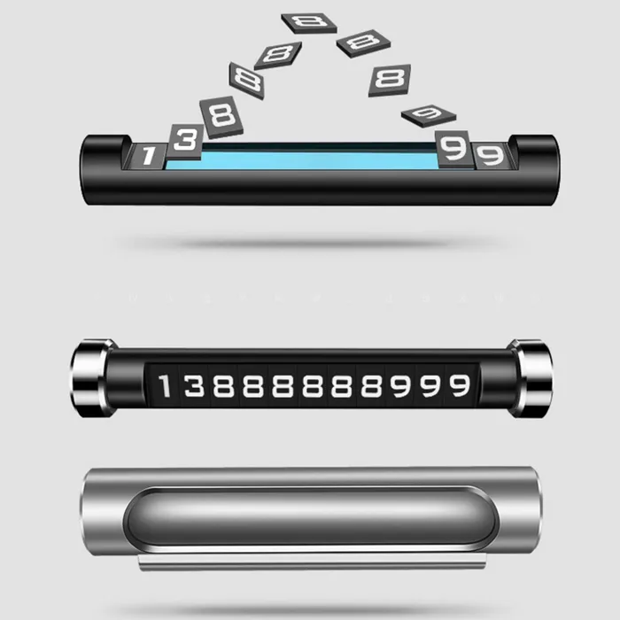 Bil Lysande parkeringsnummerplatta Hidden Telefonnummer Tillfällig mobilkort Parkering Auto Rotary Creative Plates Luxury