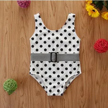 Baby flickor baddräkt barn ärmlös vågpunkt badkläder sommar triangel ett stycke baddräkter barn mode bälte bikini strandkläder zyqa491