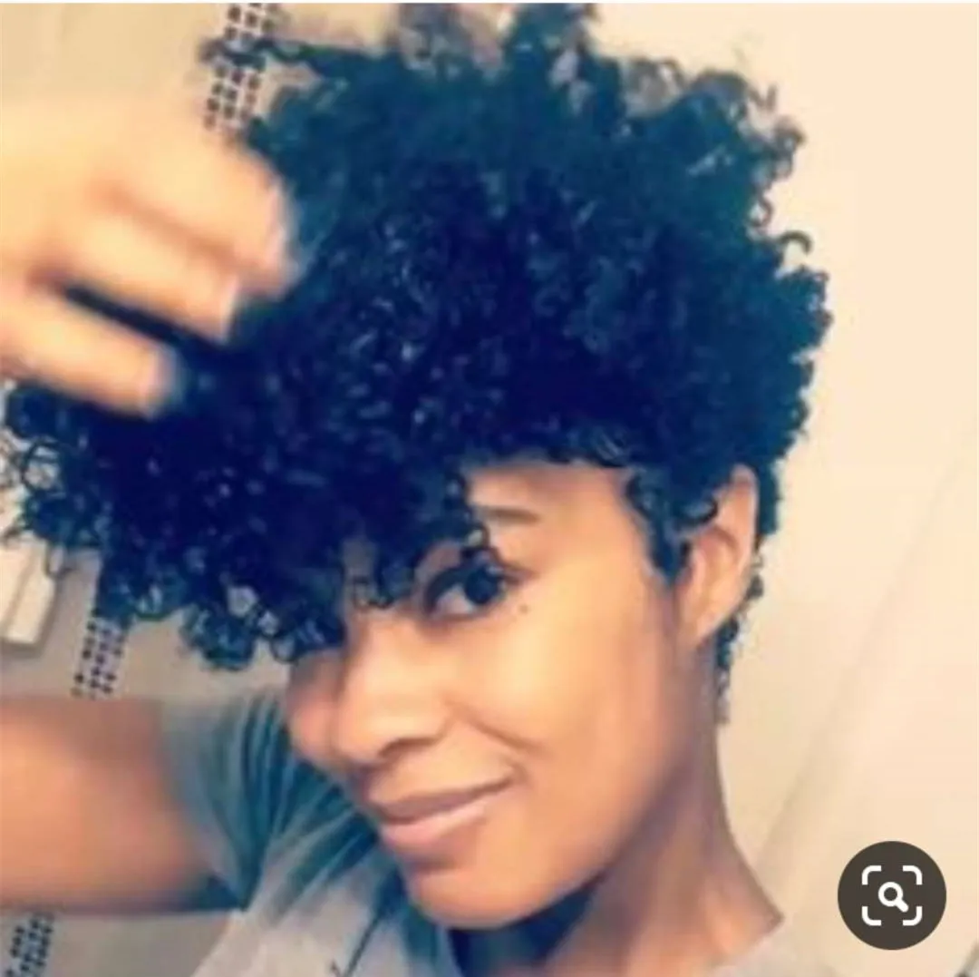 Clip ricci afro crespi in sbuffi di coda di cavallo con estensione dei capelli in un unico pezzo con coulisse per donne nere afroamericane colore 1b 14 pollici