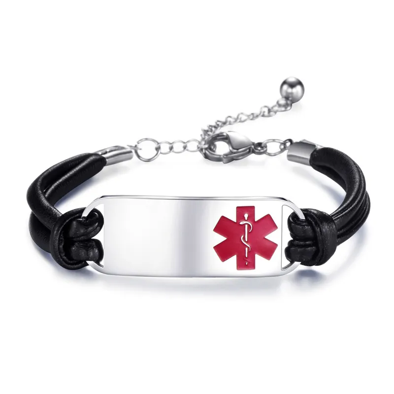 Luxury Designer Stainless Steel Medical ID Chain Leather Bracelet For Women Perfect Christmas Wristband Irish Jewelry Gift For Sale From Woodenarts 4.77 DHgate.Com