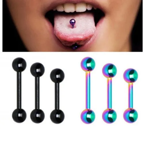 Język Pierścień Biżuteria Body 14/16 / 19mm 316 Tytanu Stalowa Lip Bar Bar Brzuch Body Piercing Biżuteria Materiał Zdrowie WCW125