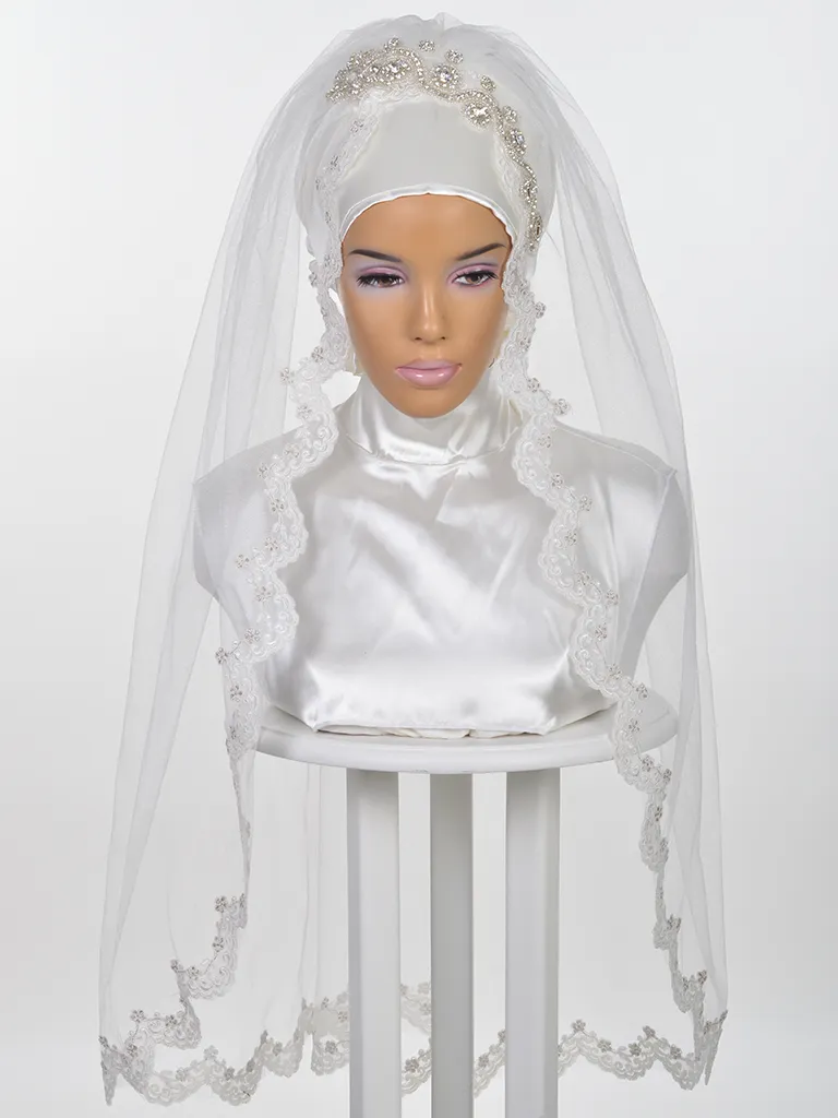 Moslim Bruiloft Bruids Hijab 2020 Strass Kristallen Bruids Hoofdbedekking Elleboog Lengte Islamitische Tulband voor Bruiden Custom Made3254