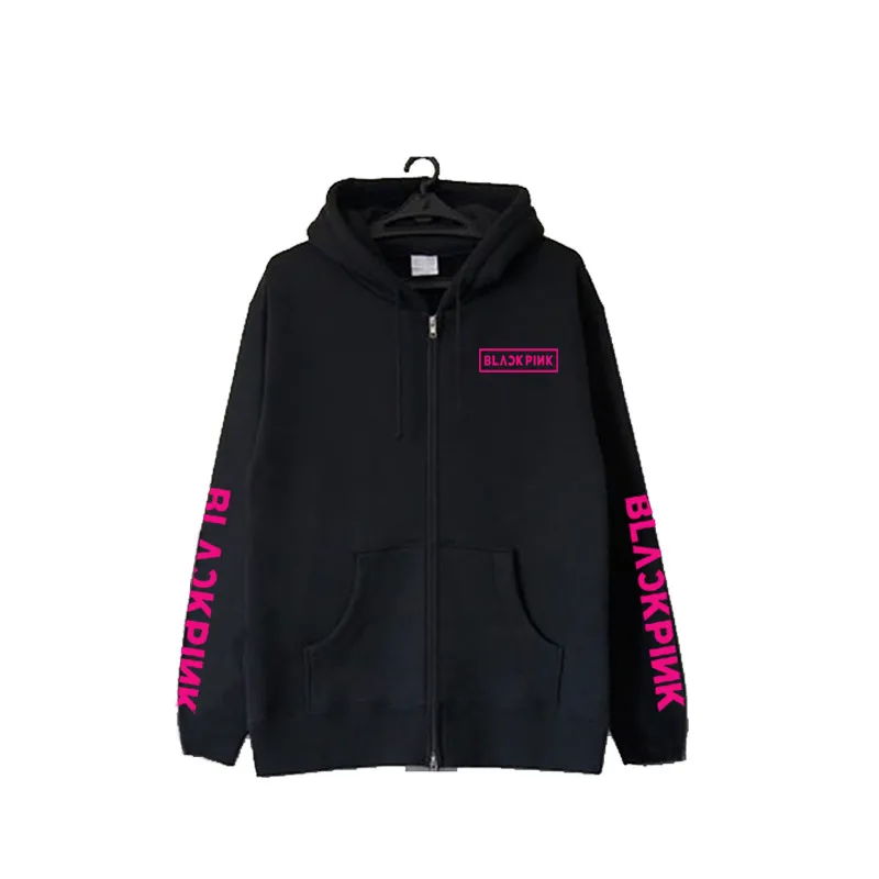 Black pink cheap zip up hoodie