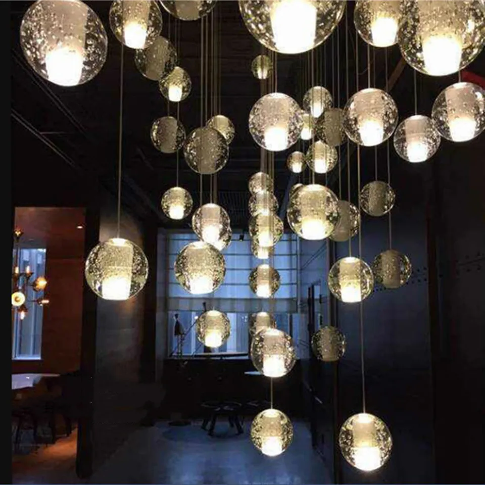 LED Crystal Glass Ball Bubble Pendant Light Chandelier With Meteor Rainfall And Ceiling Light For Stair Bar And Chandelier Lighting AC110V 240V From Mtled8 46.82 DHgate.Com