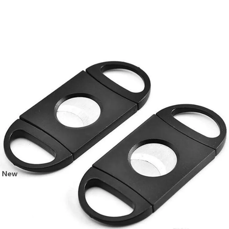 Cigar Cutter Pocket Plastic Stainless Steel Double Blades Scissors Knife Tobacco Cigars Tool ABS Black Cigar Accessories 1200pcs IIA106