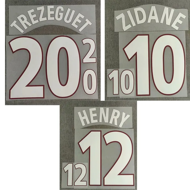 2000 Zidane Nameset Henry Trezeguet Utskrift av järn på överföringsecken