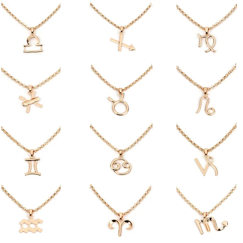 Zodiac hänge halsband Kvinnors konstellationer uttalande halsband Celestial Keepsake Virgo Taurus Leo Gemini smycken gåva silver guld kedja