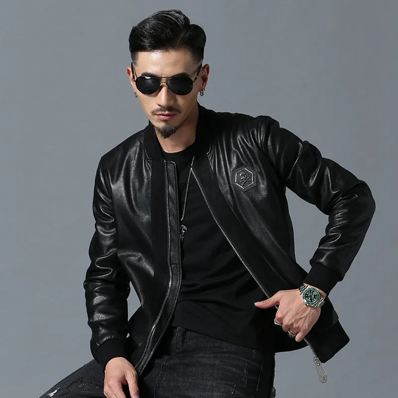 Designer black outlet leather jacket