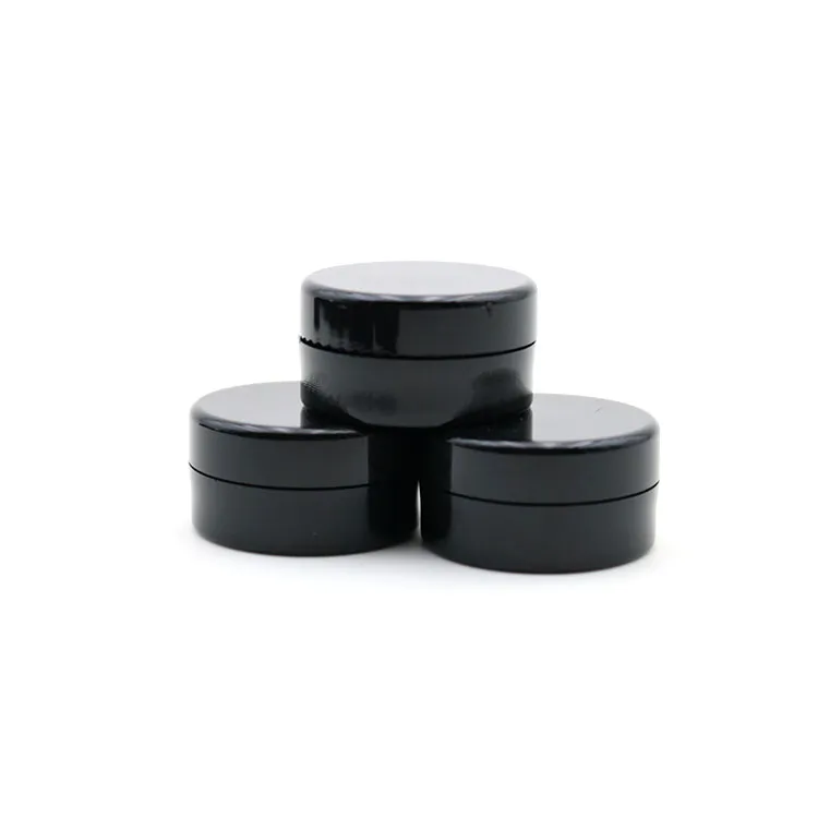 5ML Cosmetic Sample Empty Jar Plastic Round Pot Black Screw Cap Lid, Small Tiny 5Gram Bottle, for Make Up, Eye Shadow, Nails, Powder, Paint