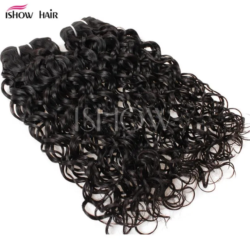 Brazilian Water Wave Wefts Human Hair Bundles With Closure Peruvian Wet and Wavy Malaysian Body Wave Deep Loose Hair Extensions FZP201