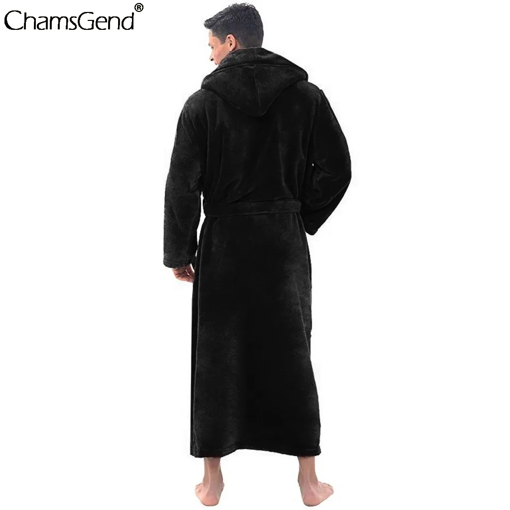 ChchamsgendサイズS-5xl家庭用服バスローブメンズ冬の延長ぬいぐるみバスローブ雄の長袖ローブコートパジャマ