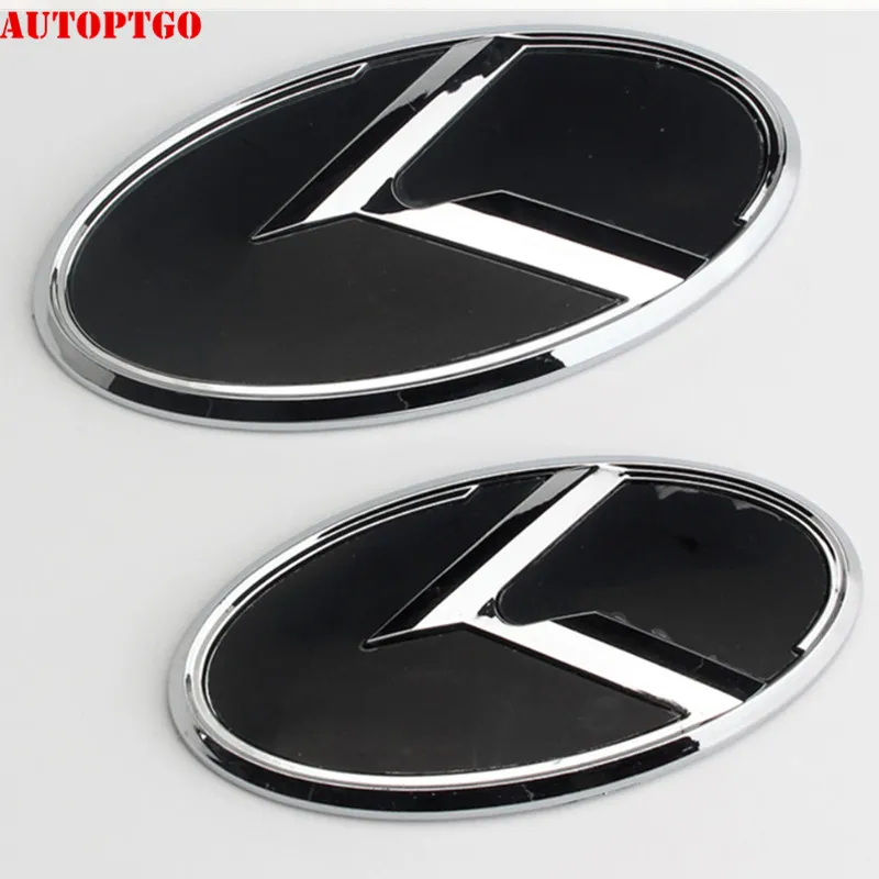 Black 7Psc Kia K Emblem Badge Logo Decal Sticker For Kia Sorento Optima K2-K5 Front Grille Rear Trunk Steering Wheel Hub Cap Cover