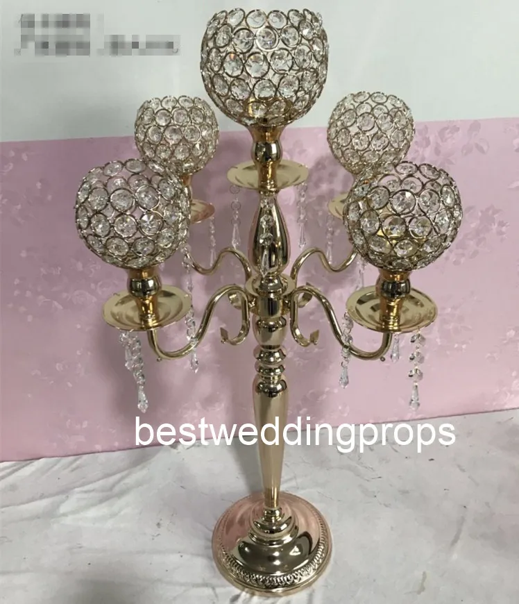 Espositore per fiori in metallo con pilastro di cristallo alto per matrimoni di nuovo stile best0867