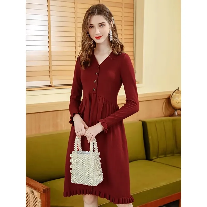 Women Fall Winter Sweater Dress Luxury 