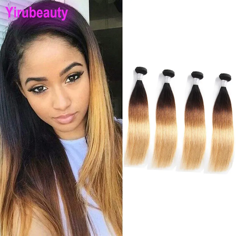 Malaisien Yirubeauty 100% Extensions de Cheveux Humains 4 Pièces / lot Droite 1B / 4/27 Ombre Cheveux Vierges Double Trames 1b 4 27 Droite Soyeuse