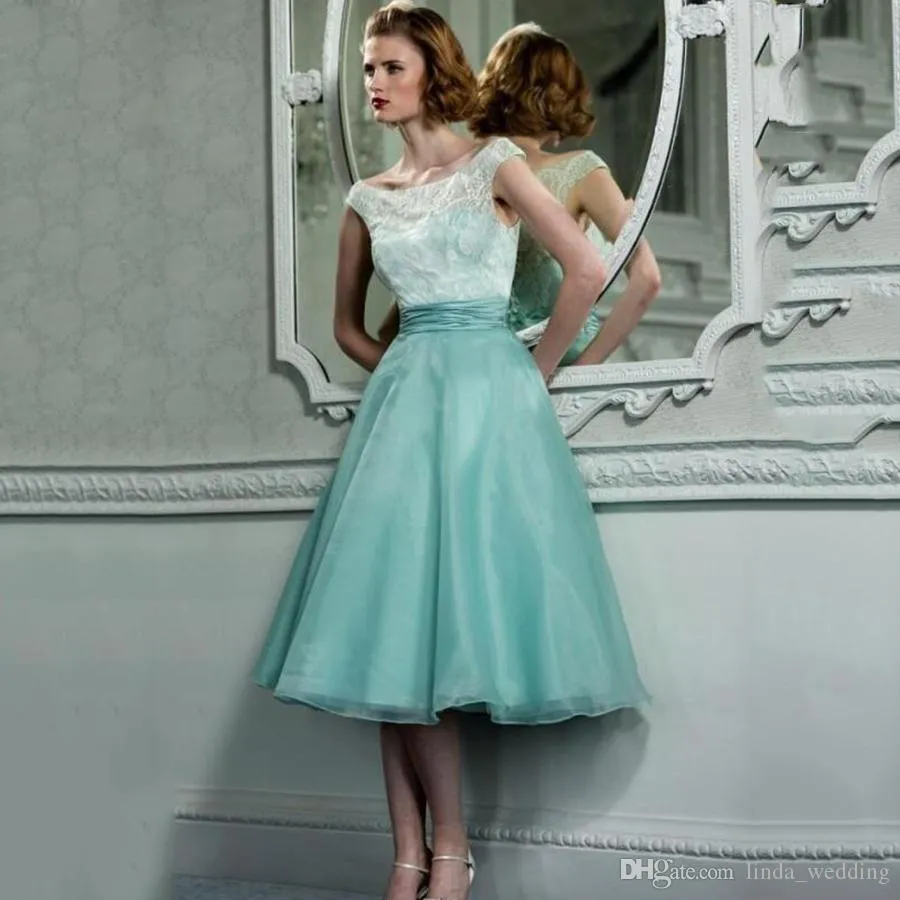 mint bridesmaid dresses short Mint Green Lace High Low Bridesmaid Dress, High Low Homecoming Dress, –  Cutedressy main image 1