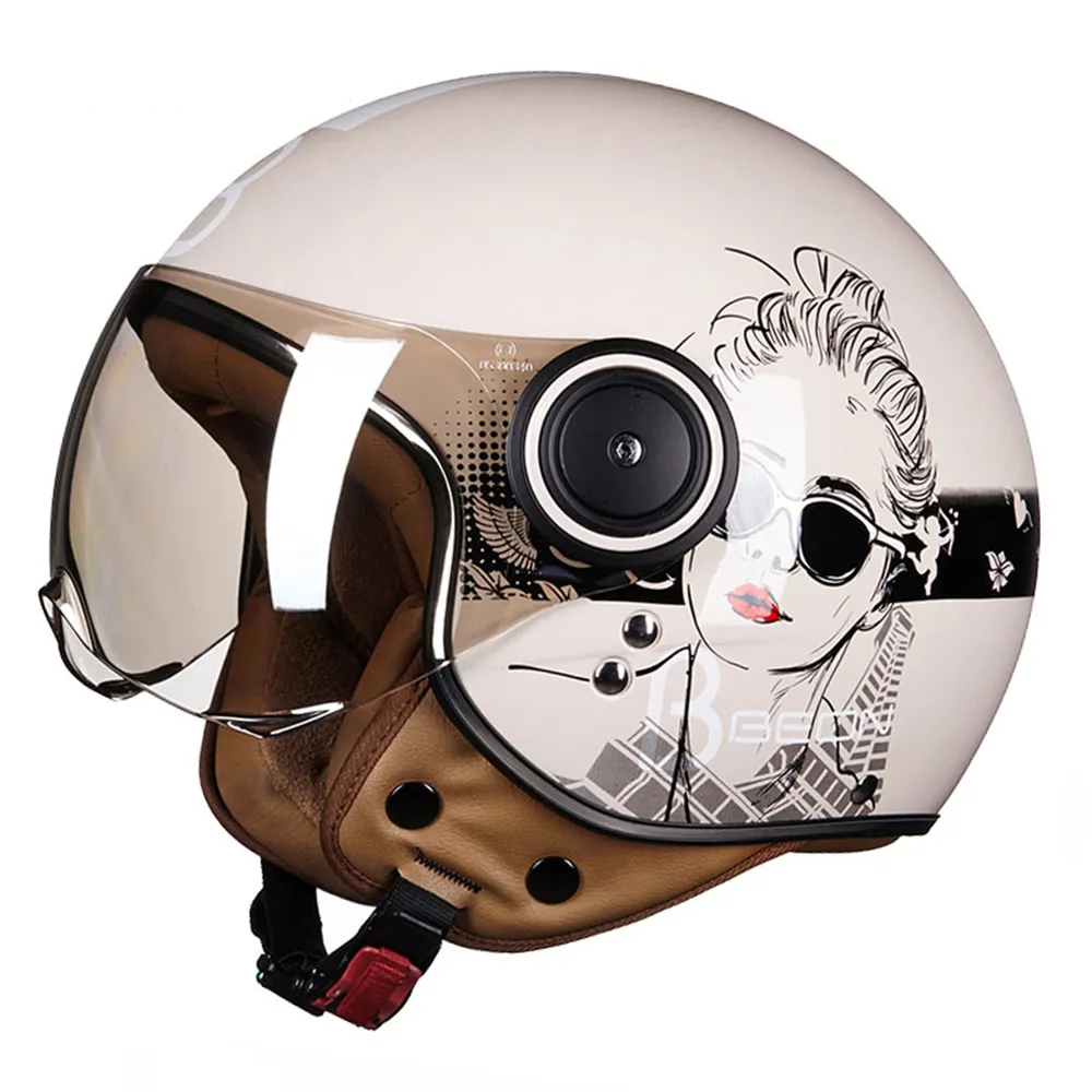 BEON Retro Capacete Da Motocicleta Do Vintage Café Piloto Classicfashion Chopper Crash Capacete De Moto Moto Para Motocicleta