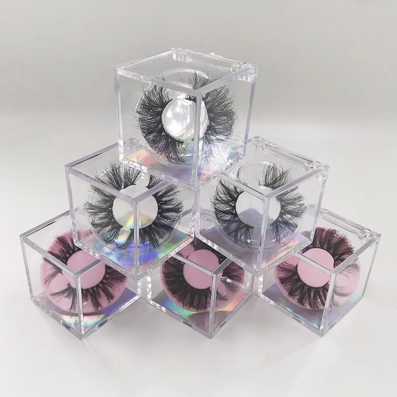 2020 New Arrival Crystal Clear Lash Box dla 25mm 27mm Dramatyczne Mink Lashes Puste Clears Square Lashes Opakowania