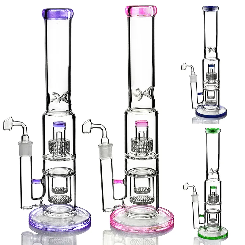 Recyklator Bong Hookahs Bongs Matryca stereo grube platforma Dab Unikalne platformy olejne kulkowe Prosty szyja 18 mm Cołd szklany bong