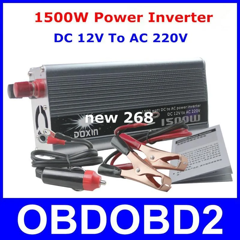 Freeshipping High Power Doxin 1500W Power Inverter DC 12V To AC 220V Without UPS Voltage Converter Regulator Car Charger Home Power Supply