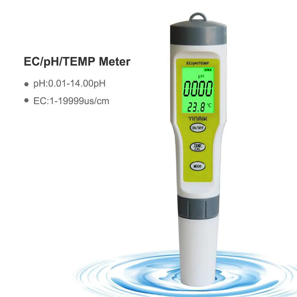 YINMIK, pH Mètre Électronique, Testeur 4 en 1 pH EC TDS, Test de Qualité  Eau
