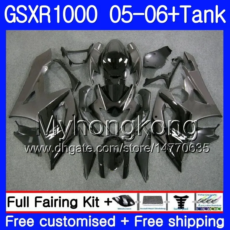 キット+タンクブラックグレーSuzuki GSXR-1000 1000CC GSXR 1000 05 06 Body 300hm.15 GSX-R1000 1000 CC GSX R1000 K5 GSXR1000 2005 2006フェアリング