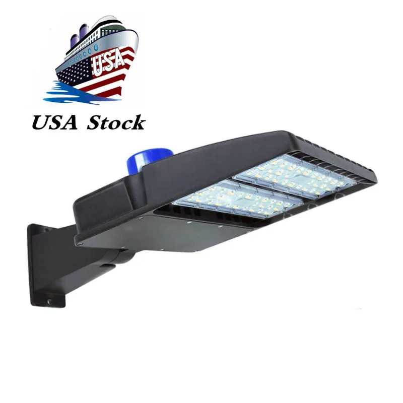 LED Parking Lot Lights 50000Hrs Long Lifetime ED Street Pole Light Flood Ligh(with Photocell) Brown IP65 Commercial Light for Outdoor Street