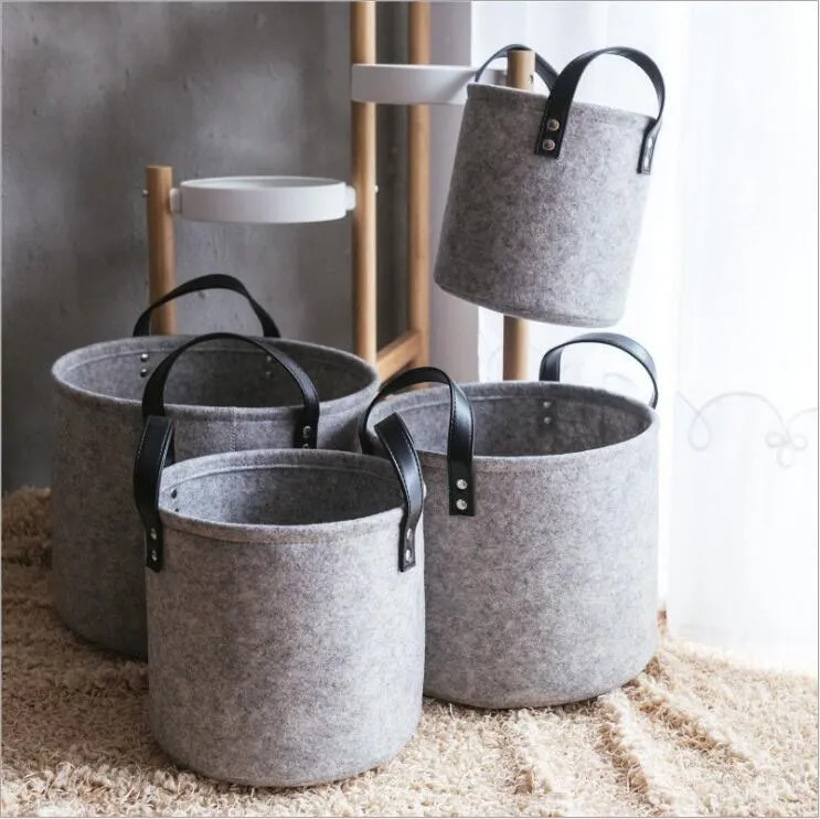 Feutre Panier De Rangement À Linge Totes Dity Vêtements Sacs De Rangement Maison Articles Divers Baril De Stockage Portable Poubelle Panier Boîte Enfants Jouets Organisateur B6783