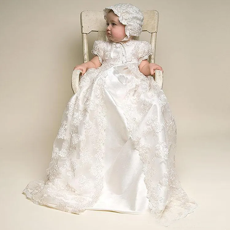 h%20Quality%20Ivory%20and%20White%20Taffeta%20Baptism%20Gown%20Lace%20Jacket%20Christening%20Dresses%20with%20Bon1net%20for%20Baby%20Girls%20and%20Boys