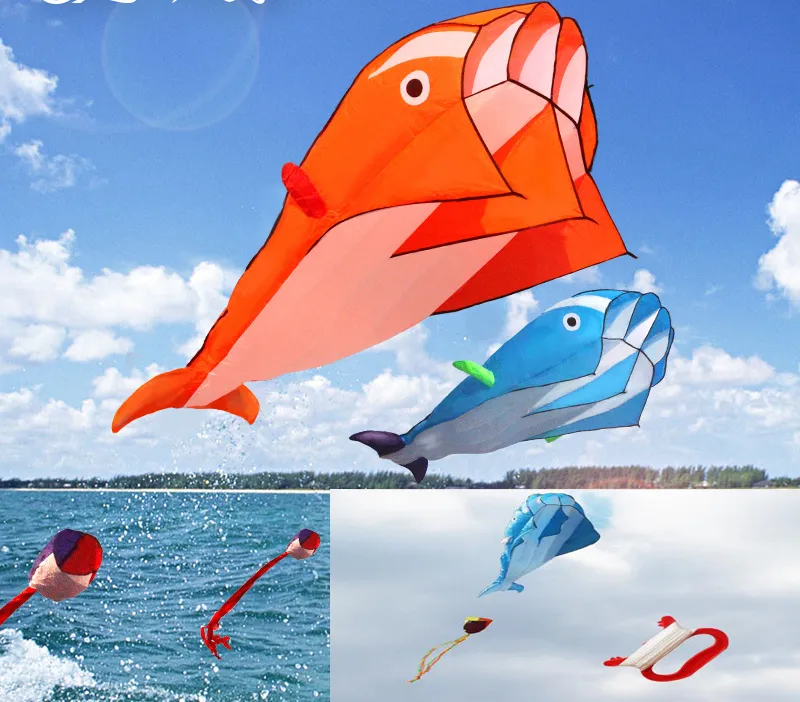 4 Color Cute Huge Outdoor Fun Sports Single Line Software Dolphin Whale Kite Flying High Quality Gift 4 Pcs Wholesale Drop Shipping