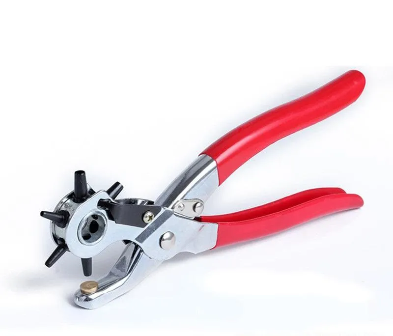 New Free Shipping 9 inch New 6 Sized Heavy Duty Leather Hole Punch Hand Pliers Belt Holes Punches Tool