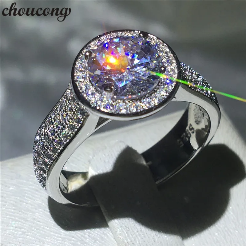 Choucong Brilliance Luxe Ring 2CT Diamond CZ 925 Sterling Silver Engagement Wedding Band Ringen voor Dames Mannen Party Sieraden