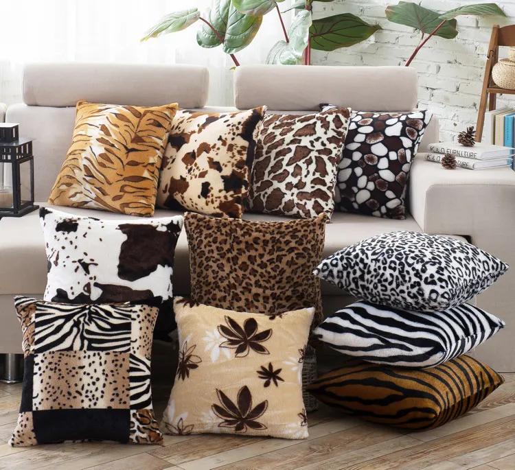 Federa per cuscino con motivo animale Federa per cuscino con cuscino zebrato leopardato Federa per cuscino quadrata super morbida per divano da banco