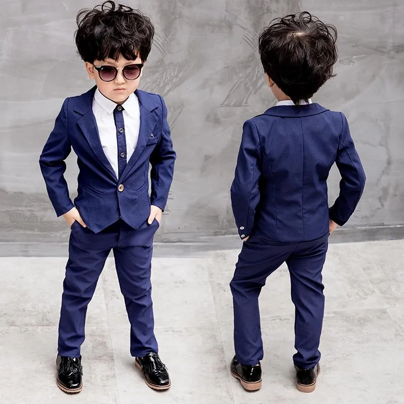 2019 Autumn Fashion Gentleman Kids Clothing Set pojkar Formell kostym Pojkar kostymer för bröllop Navy Blue Red Boy Blazers Suit Children Children