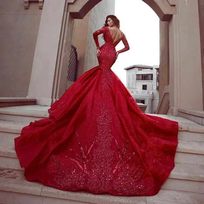 glitter mermaid wedding dress Furlla Woman Luxurious Glitter Mermaid Keyhole Back Wedding Dress with  Sequin and Belt – Furlla Official