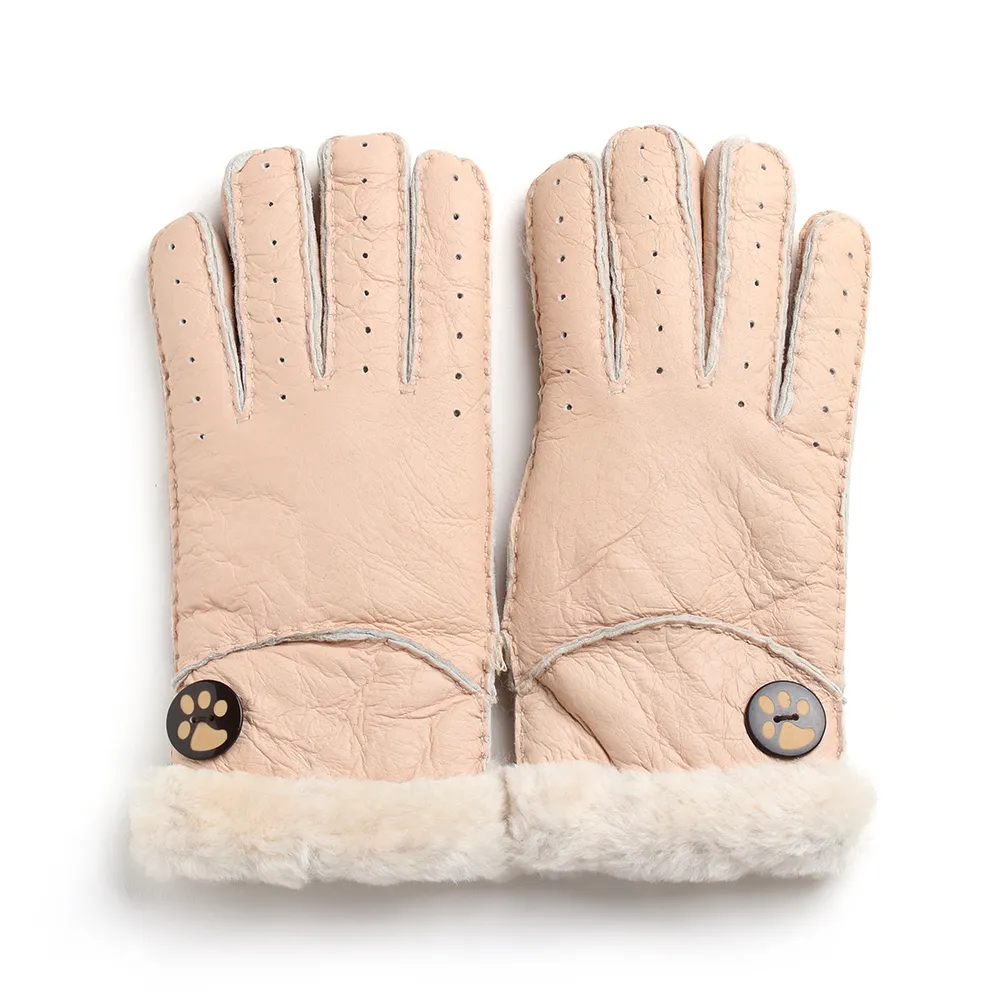 Mode-1 paire de gants d'hiver chauds pour femmes en peau de mouton un doigt épaississant respirant en peau de mouton gants cousus à la main 6 couleurs