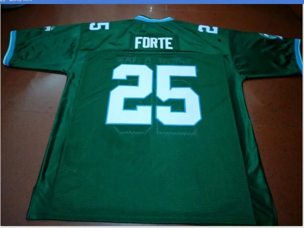 Custom Men Youth women Vintage # 25 Tulane Matt Forte Green Football Jersey tamaño s-5XL o personalizar cualquier nombre o número jersey