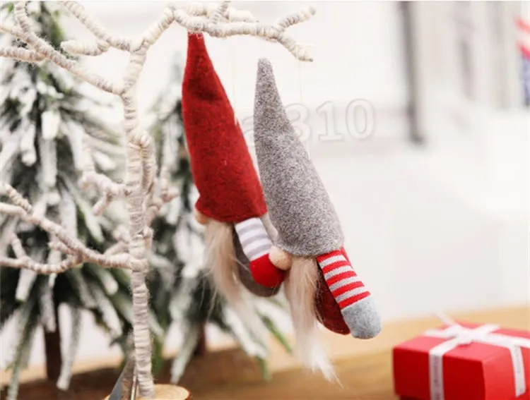 Natale fatto a mano gnomo svedese scandinavo Tomte Santa senza volto nordico peluche bambola ornamento albero di Natale Decor ornamento T2I5604
