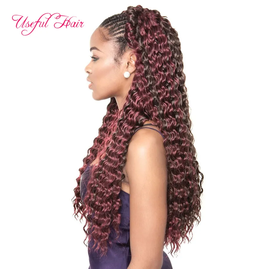 Italienska Curly Weave Ombre Hair FreeTress Deep Wave Braiding Hair FreeTress Hair With Water Wave Ombre Syntetisk Curly i Pretwist 20inch