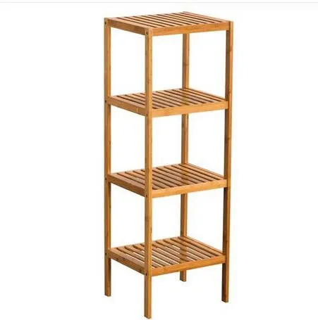 Gratis frakt USA Stock WholeSales Four-Layer Shelf Bamboo Garderobe Träfärg