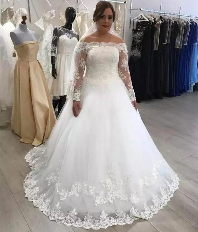 plus size off the shoulder wedding dress