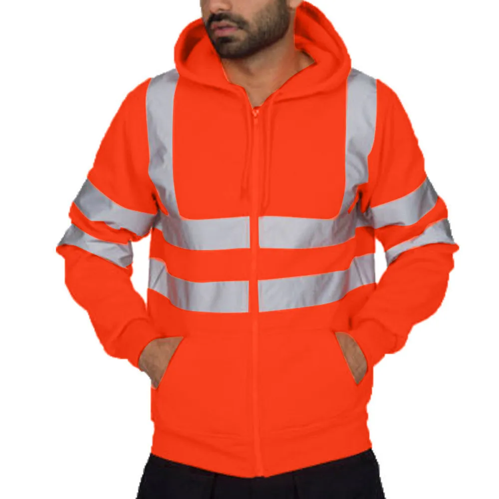 Giacca da uomo Work High Visibility con cappuccio outwear tuta da viaggio outdoor striscia riflettente d90520