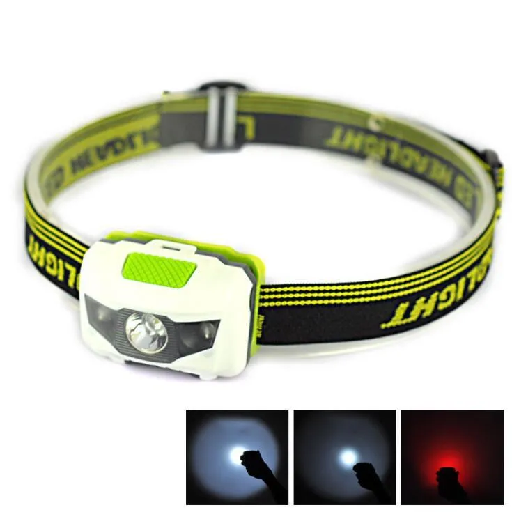 Mini Waterdichte LED Koplampen Koplampen 600LM 4 Modi R3 + 2 LED Koplamp 3xaaa Headlamp Bike Fietslicht met Hoofdband Wandelen Wit