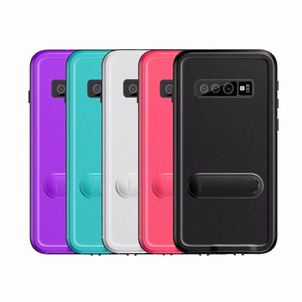 Redpepper DOT Custodie per telefoni impermeabili Android per Samsung Galaxy S10 Plus Custodia da nuoto antiurto con cavalletto Cover posteriore color terra