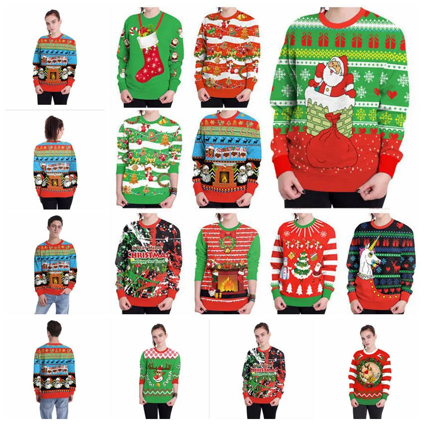 Weihnachten Jacken Brief Hoodies Frauen Männer Casual Mantel Langarm Sweatshirts Heiße Blusen Pullover Outwear Jumper Hause Kleidung YL927-1